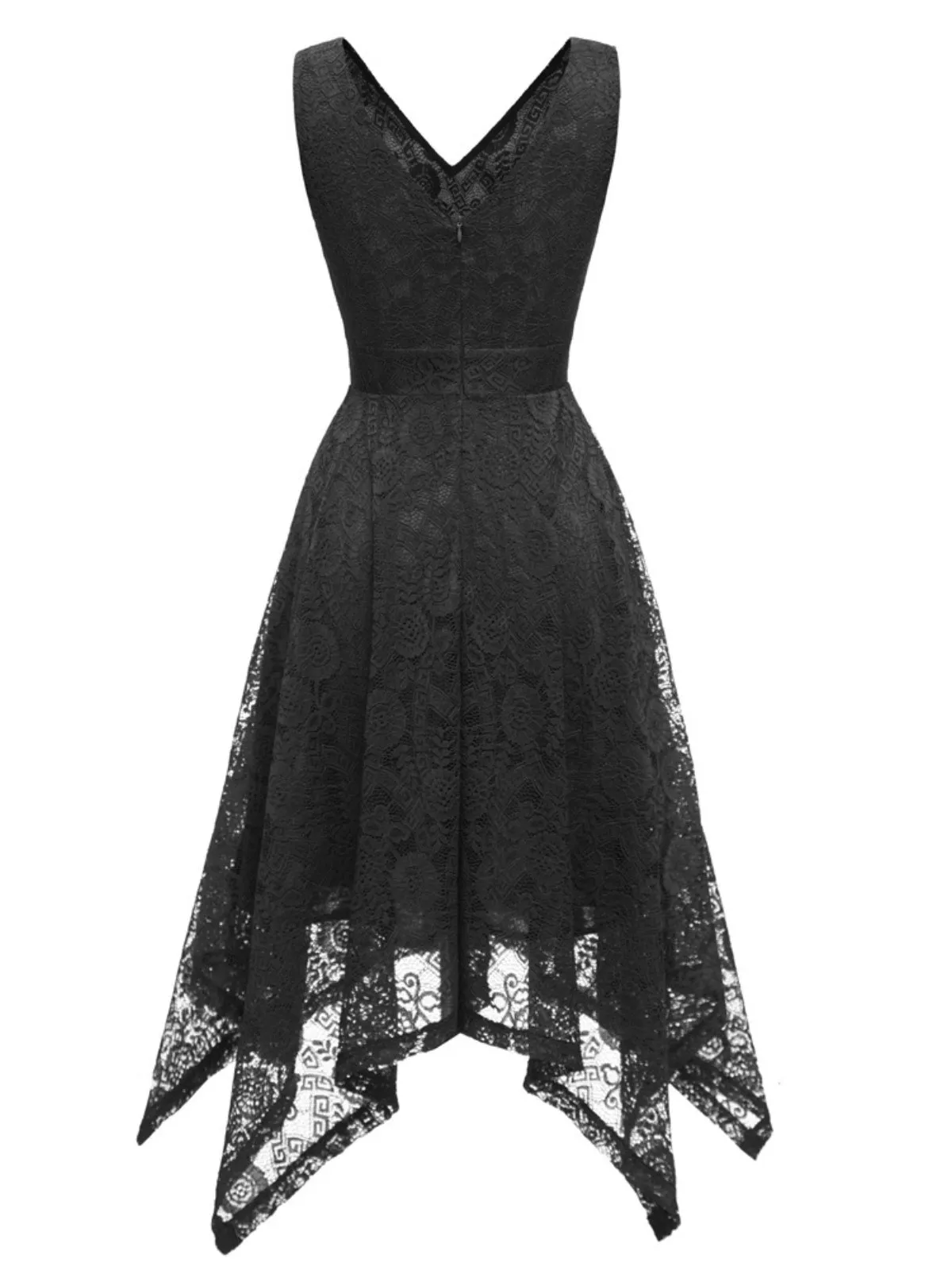 1950s Lace Pointed Hem Swing Dress