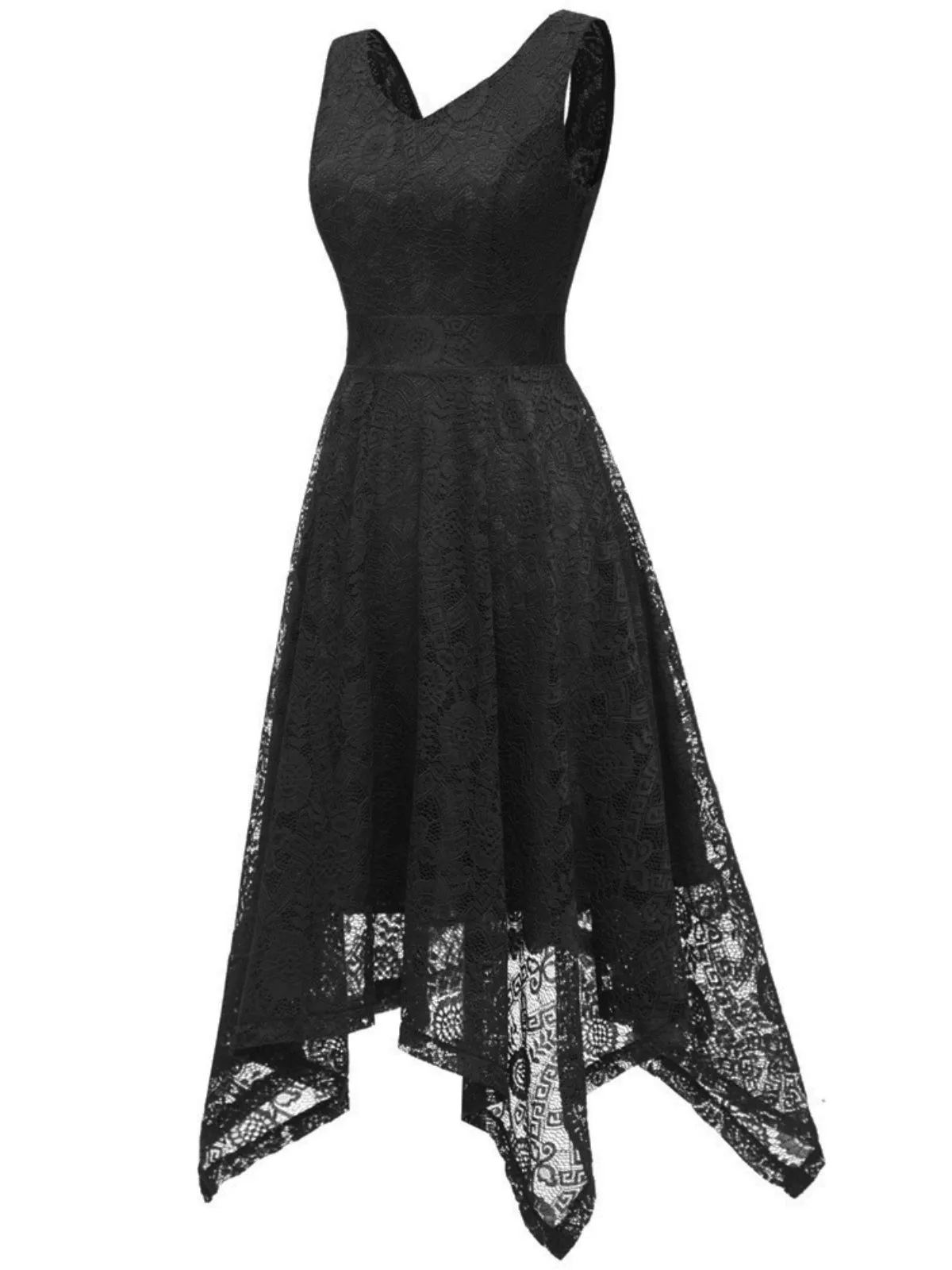 1950s Lace Pointed Hem Swing Dress