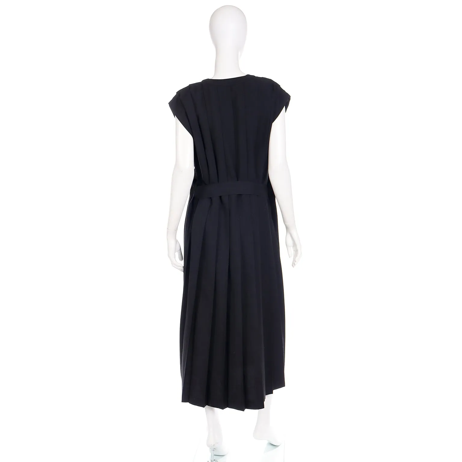 1985 Comme de Garcons Pleated Black Wool Sleeveless Dress