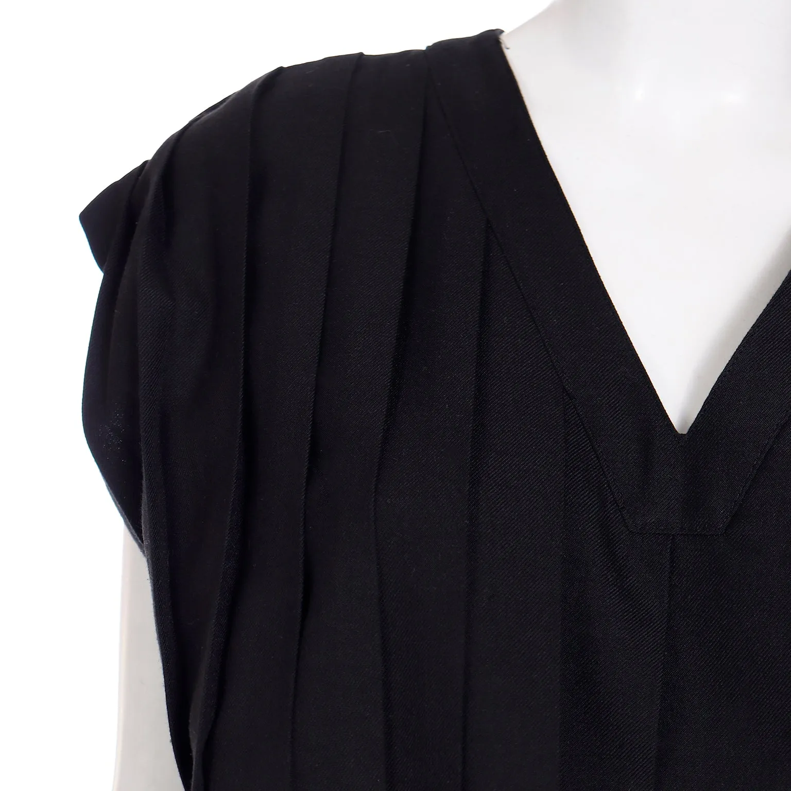 1985 Comme de Garcons Pleated Black Wool Sleeveless Dress