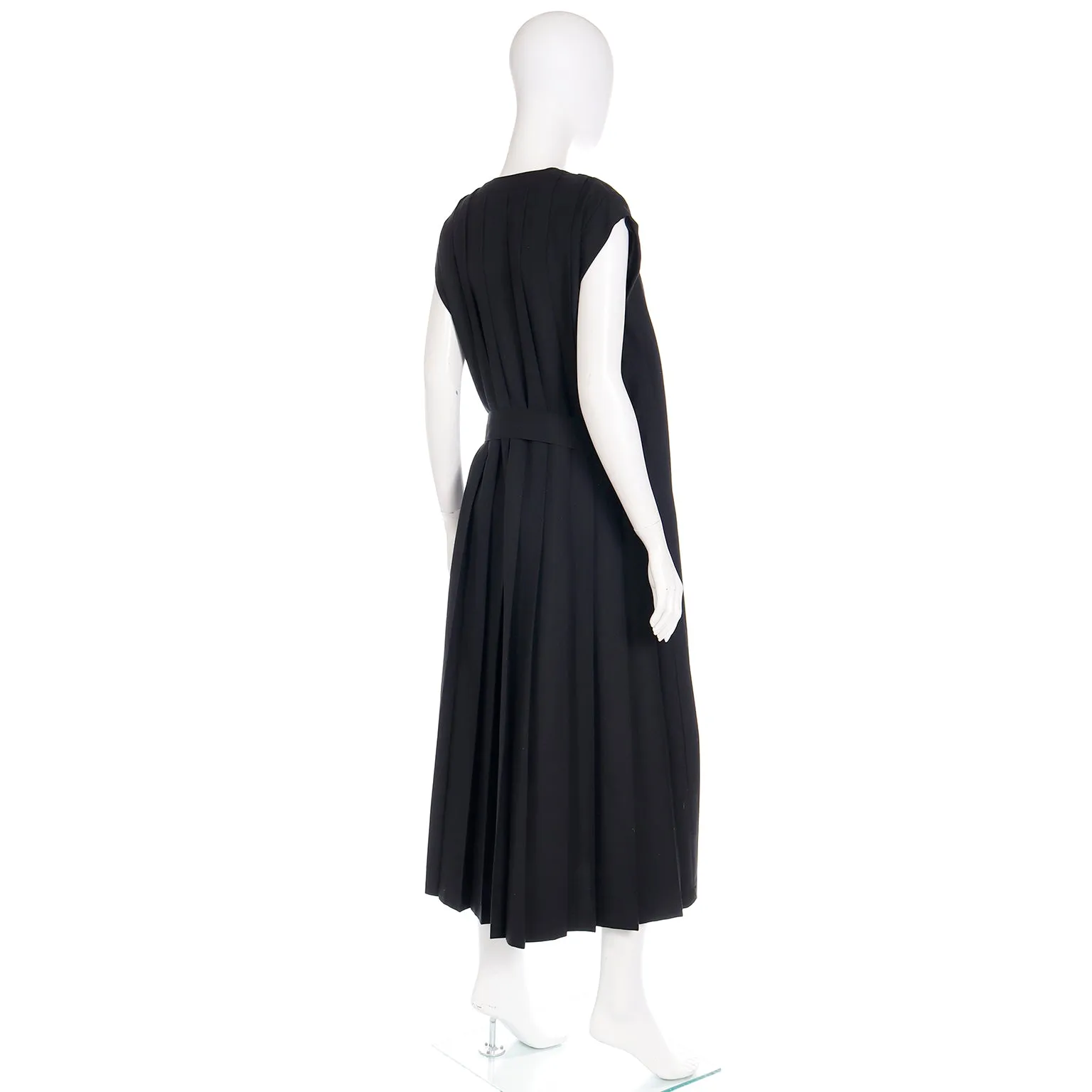 1985 Comme de Garcons Pleated Black Wool Sleeveless Dress