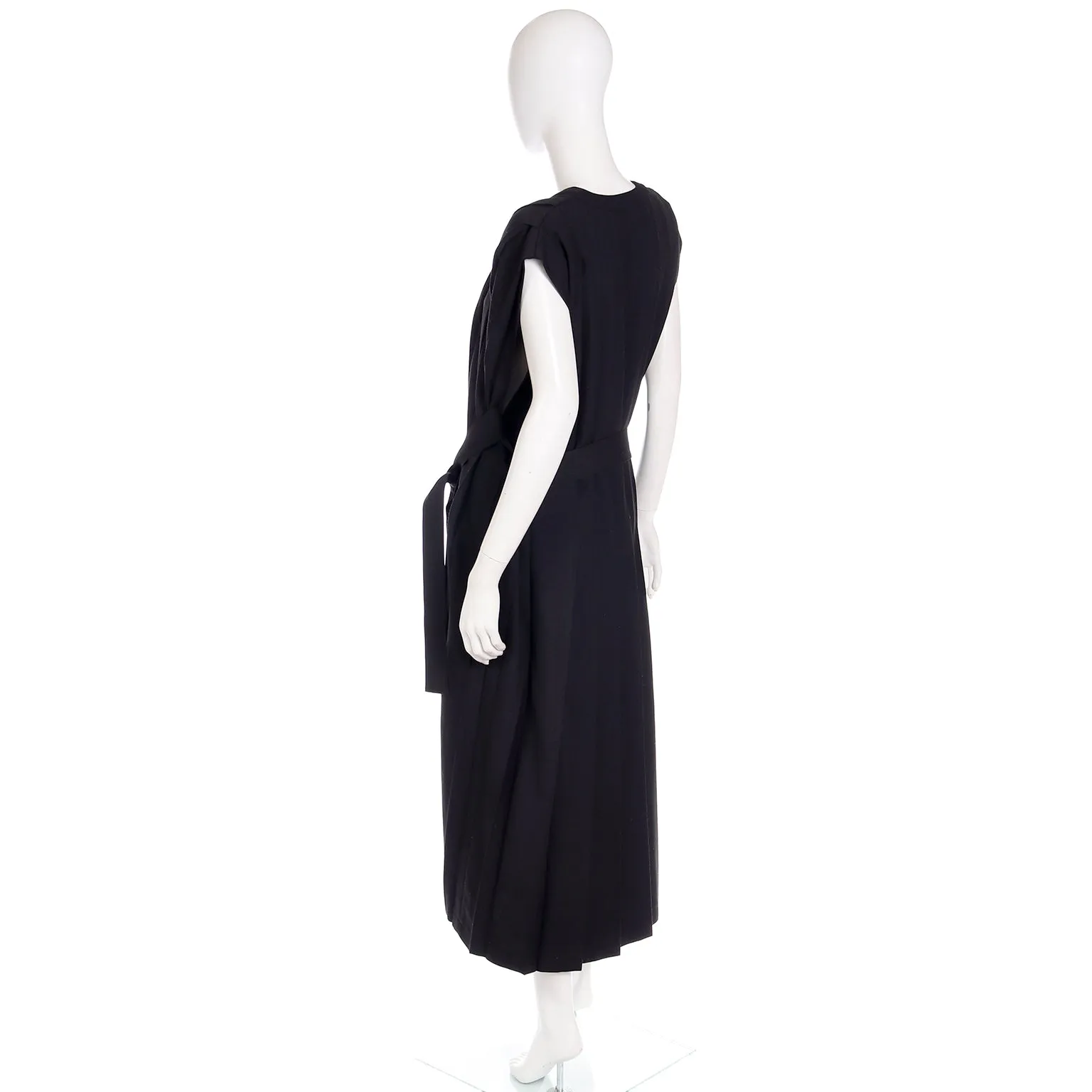 1985 Comme de Garcons Pleated Black Wool Sleeveless Dress