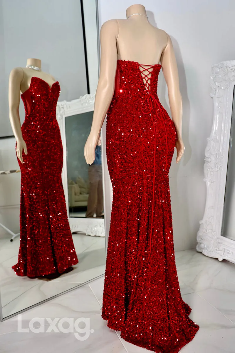 22534 - Strapless Fully Sequins Mermaid Prom Dresses for Black Girl Slay