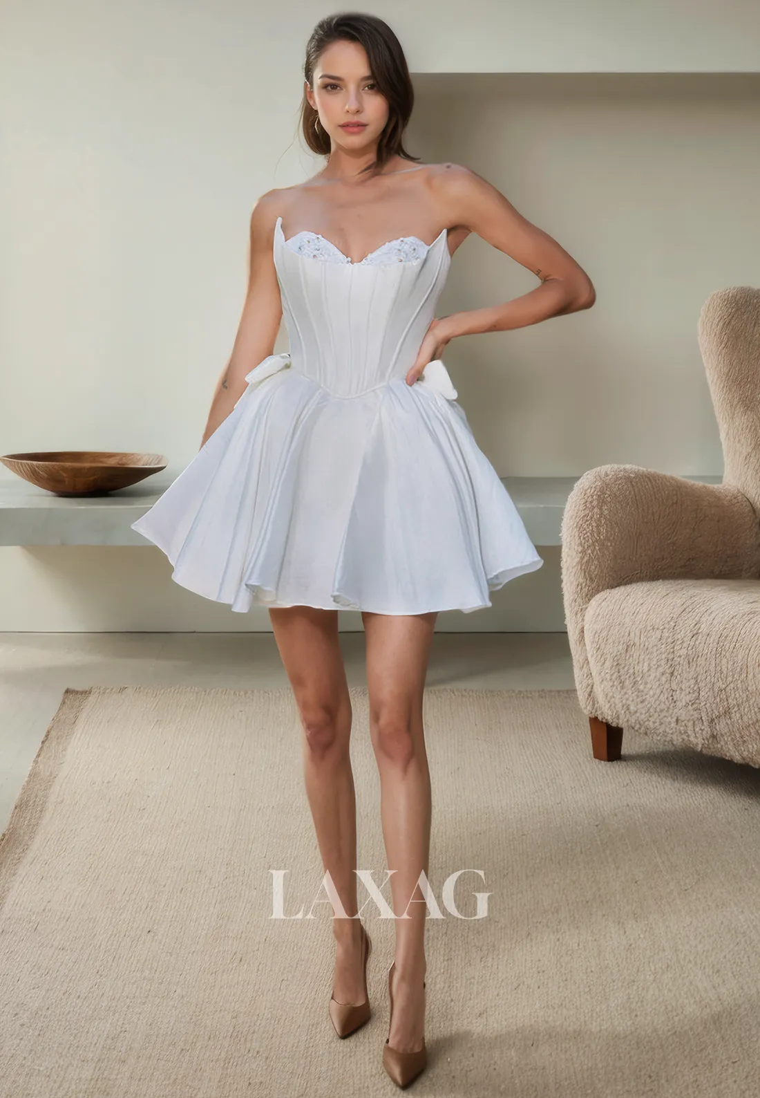 A-Line Sweetheart Sequins Sleek Satin Elegant Party Homecoming Dress