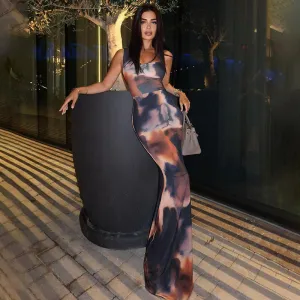 Abstract One-Shoulder Maxi dress