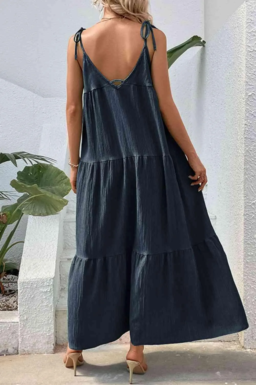 Amelia Tie-Shoulder Tiered Maxi Dress