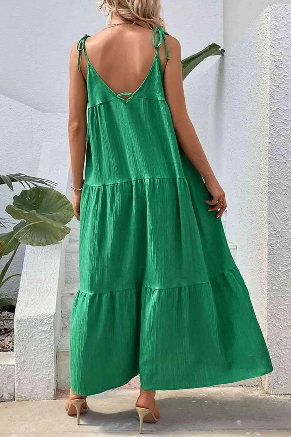 Amelia Tie-Shoulder Tiered Maxi Dress