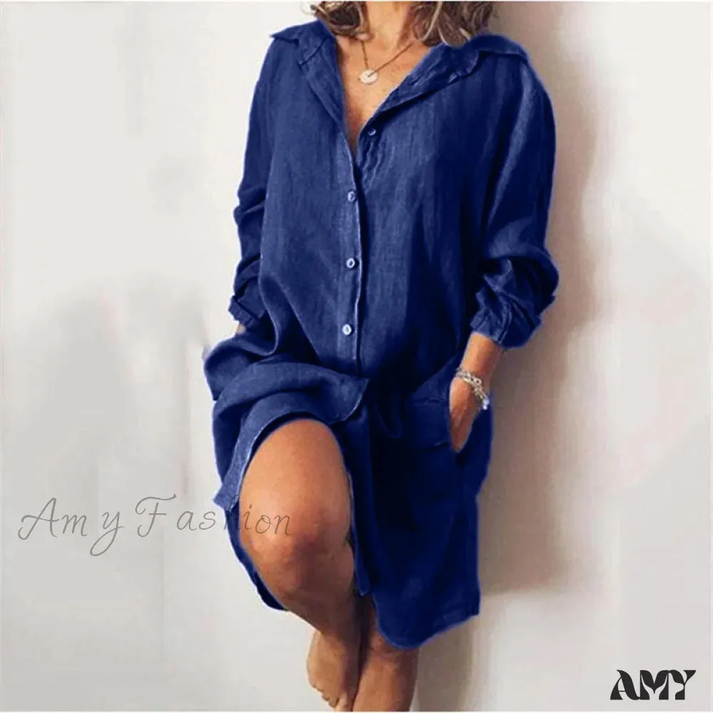 Amy Fashion - Casual Long Shirt Dresses