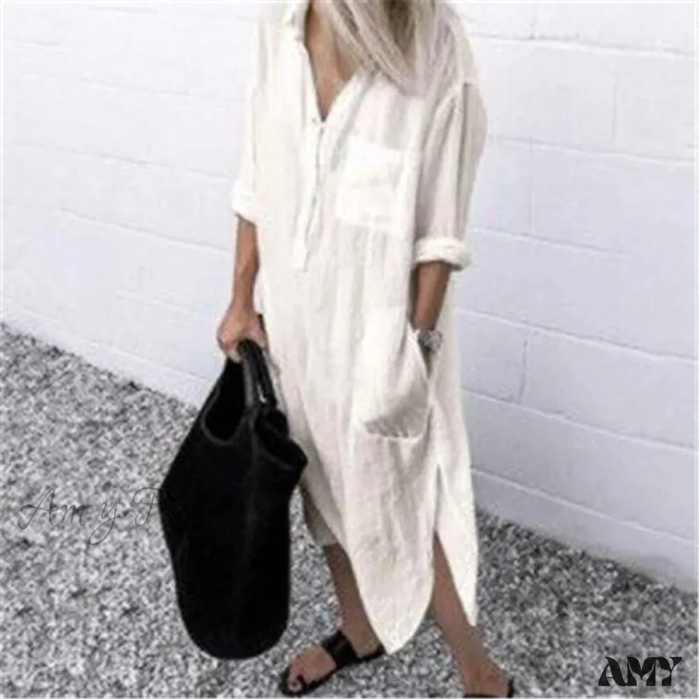 Amy Fashion - Casual Long Shirt Dresses