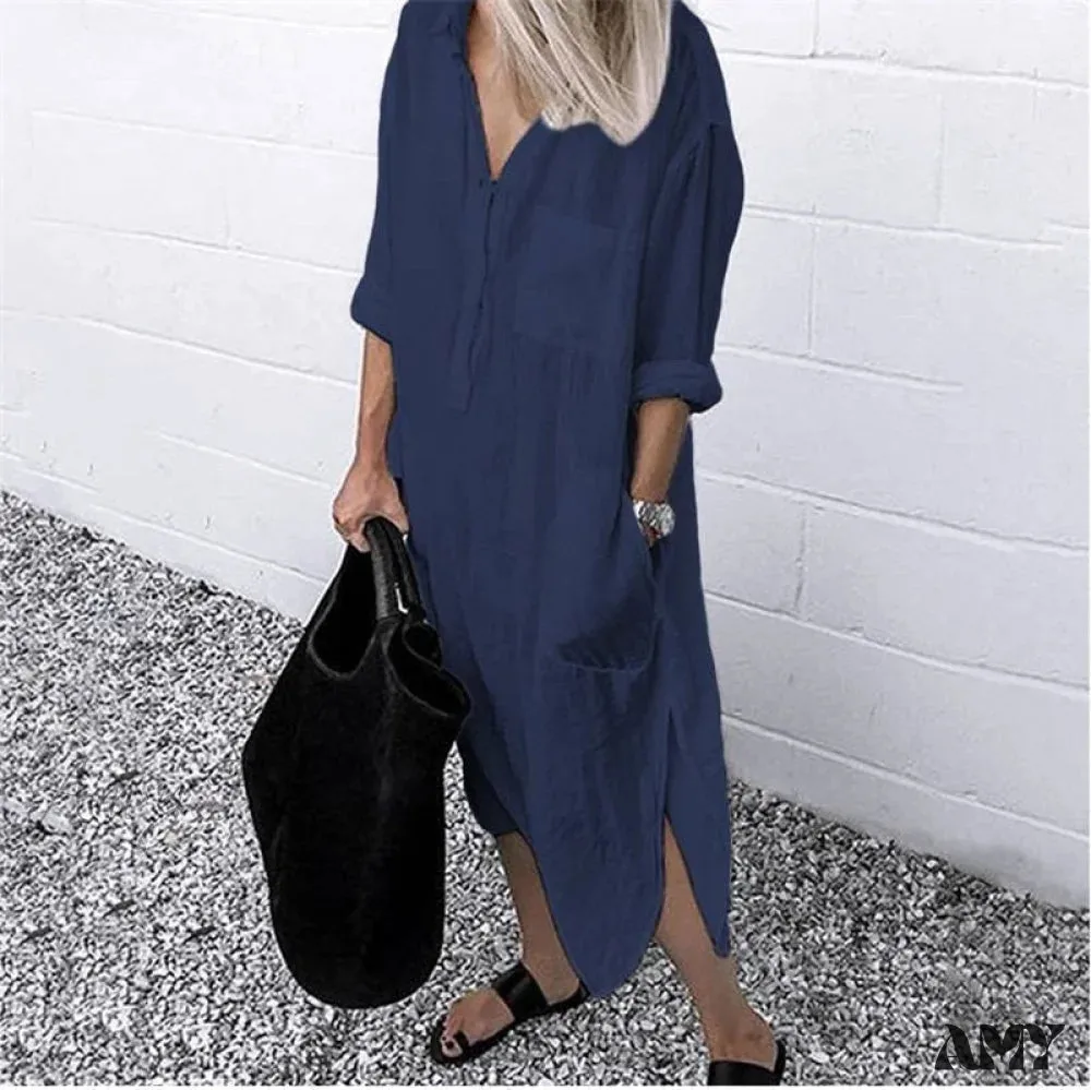 Amy Fashion - Casual Long Shirt Dresses