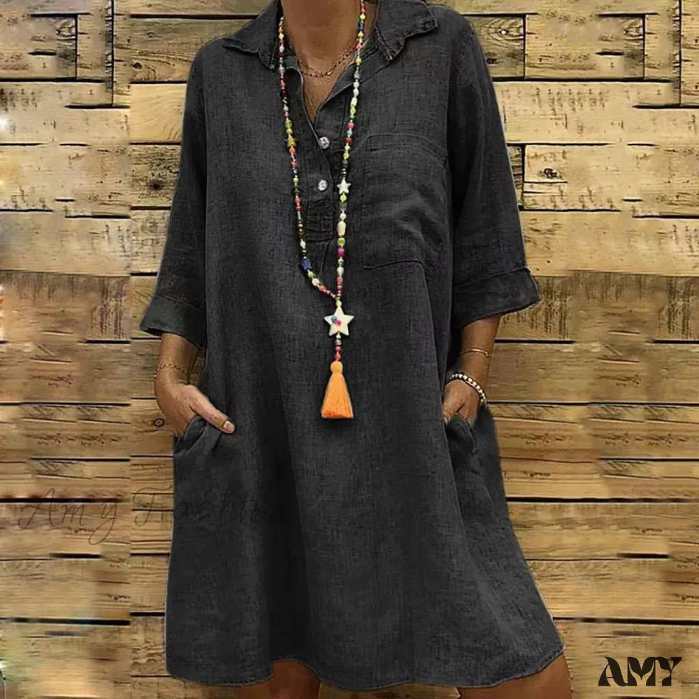 Amy Fashion - Casual Long Shirt Dresses