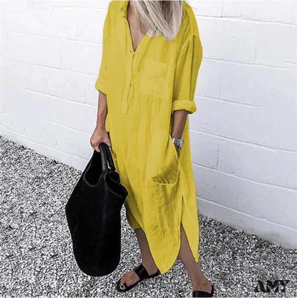 Amy Fashion - Casual Long Shirt Dresses