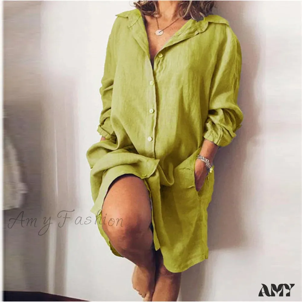 Amy Fashion - Casual Long Shirt Dresses