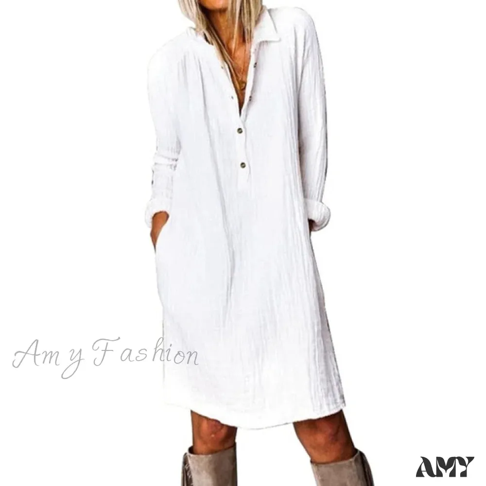 Amy Fashion - Casual Long Shirt Dresses