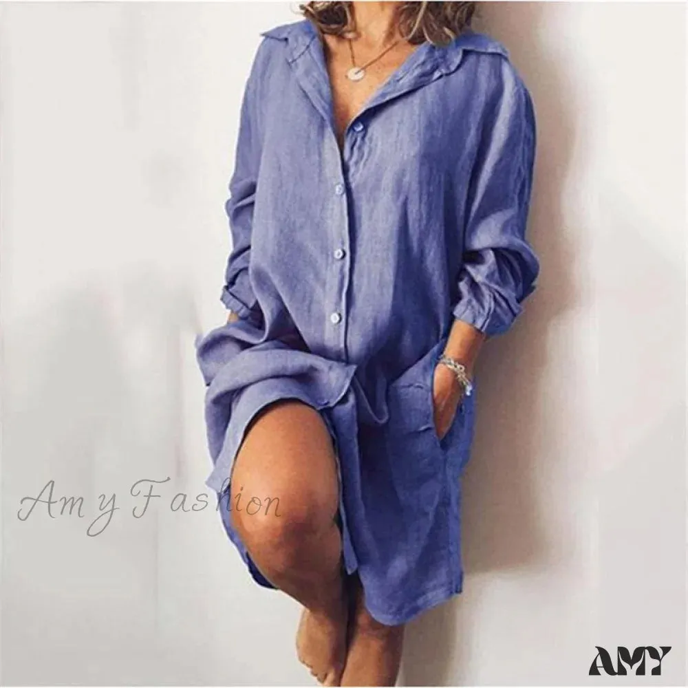 Amy Fashion - Casual Long Shirt Dresses