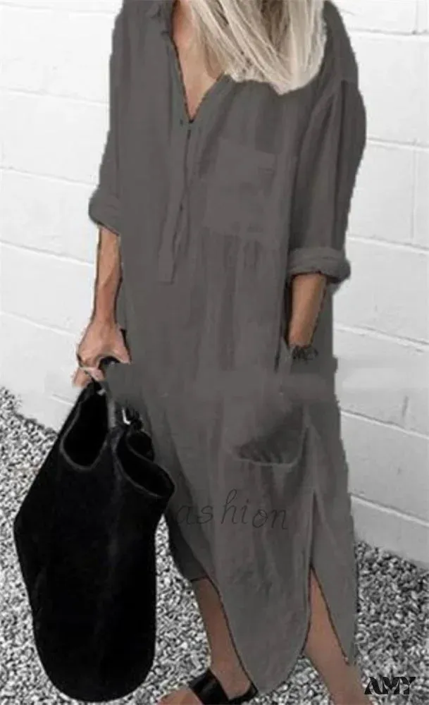 Amy Fashion - Casual Long Shirt Dresses