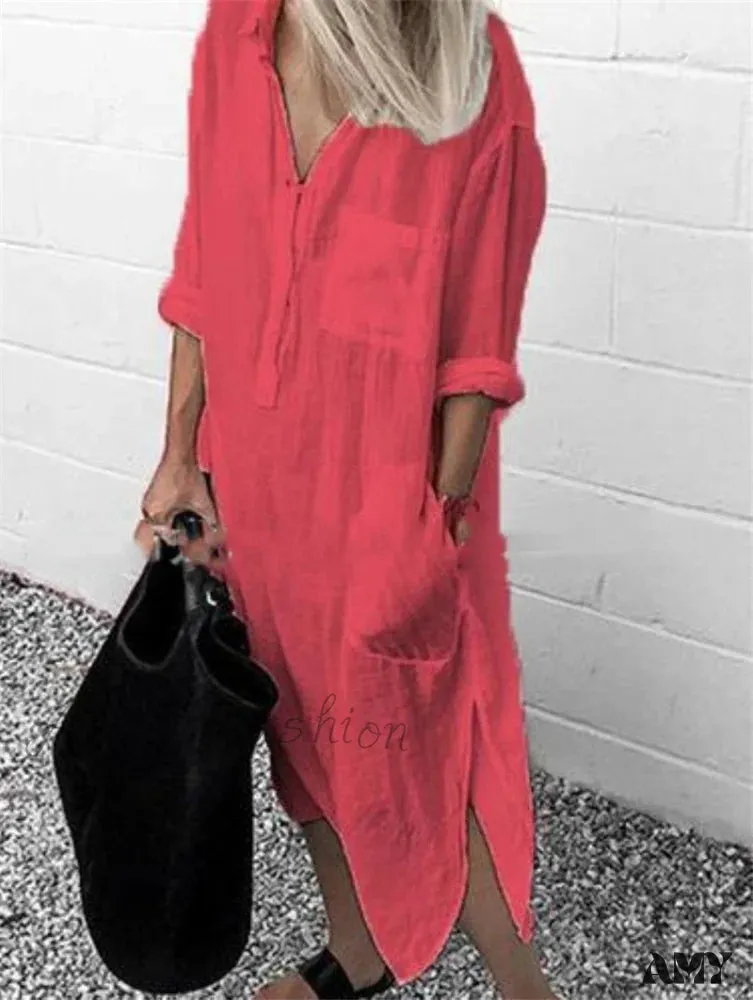 Amy Fashion - Casual Long Shirt Dresses