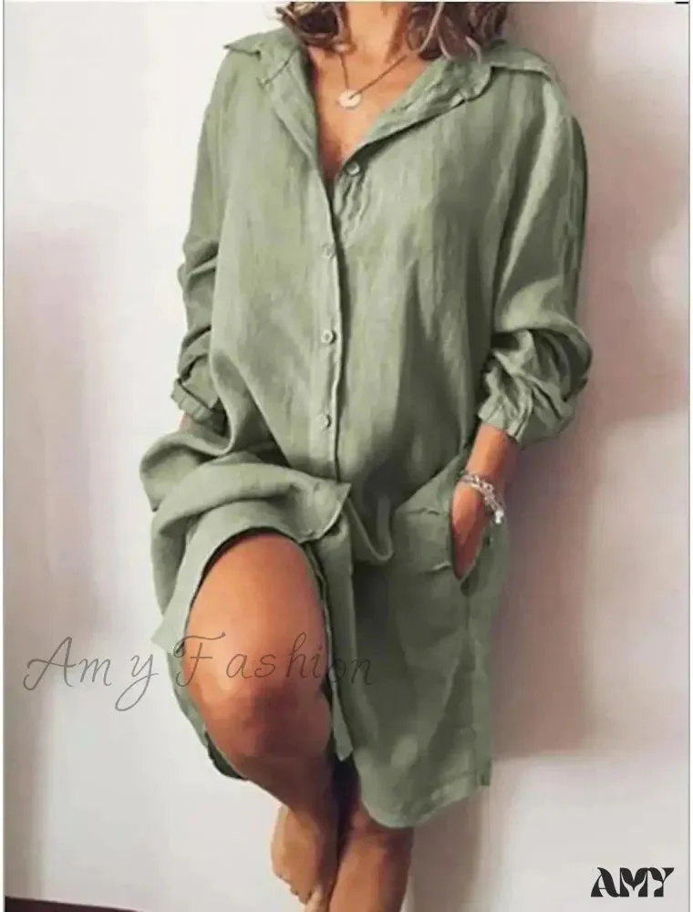 Amy Fashion - Casual Long Shirt Dresses