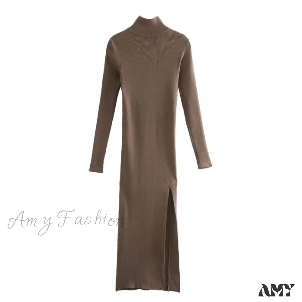 Amy Fashion - Fashion Elegant Chic Lady Knit Sweater Dress