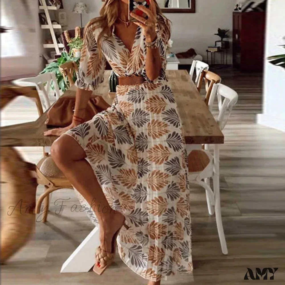 Amy Fashion - Print A-Line Boho Dress