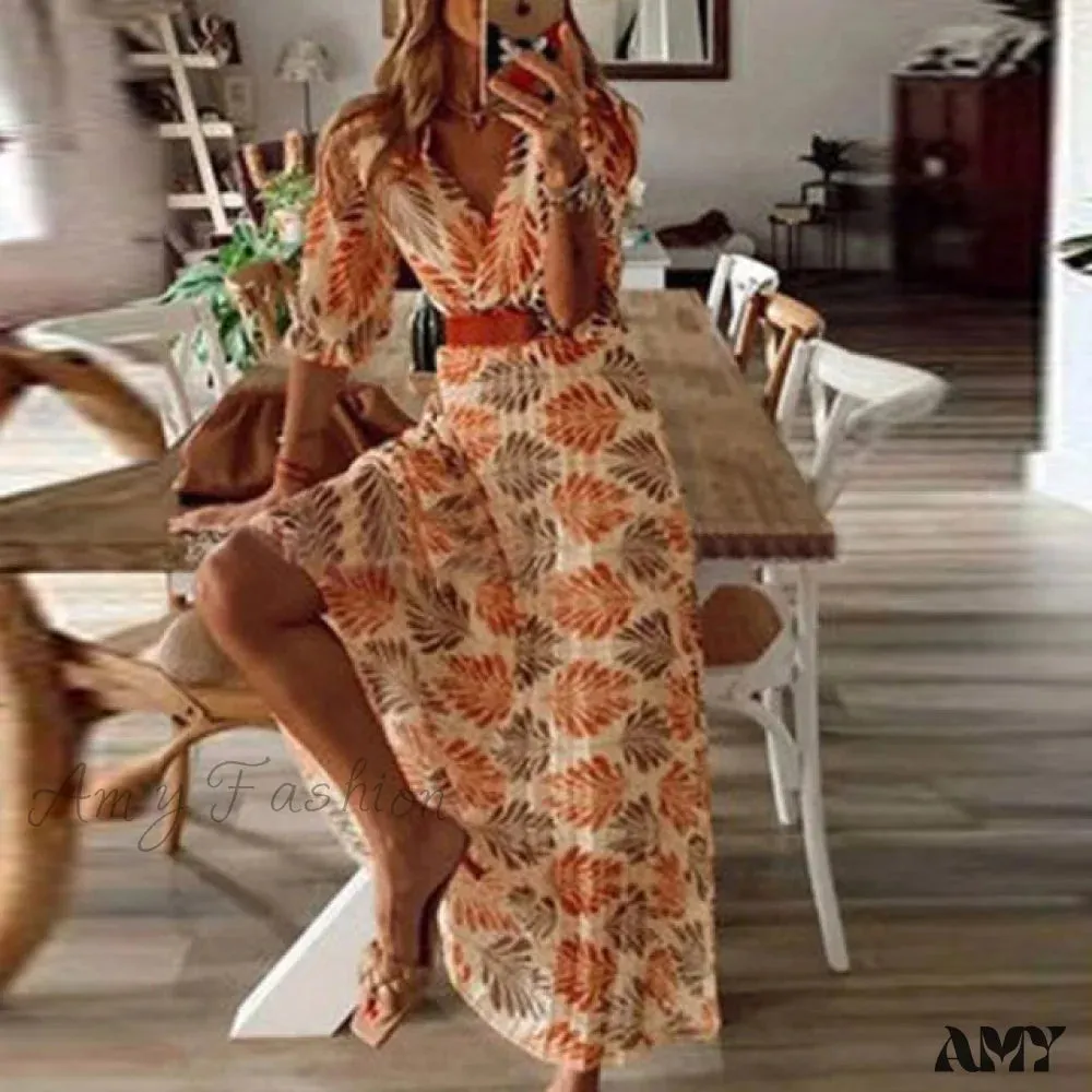 Amy Fashion - Print A-Line Boho Dress