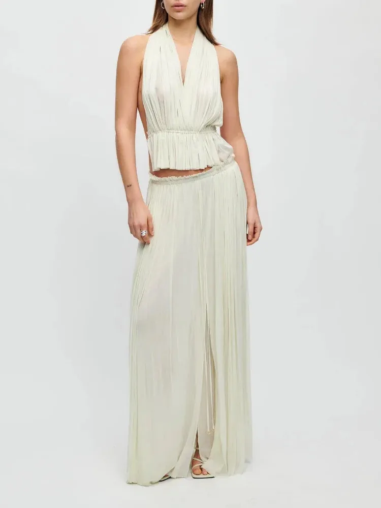 Backless Halter Pleated Chic dress