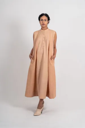 Beige Cotton Textured Dress