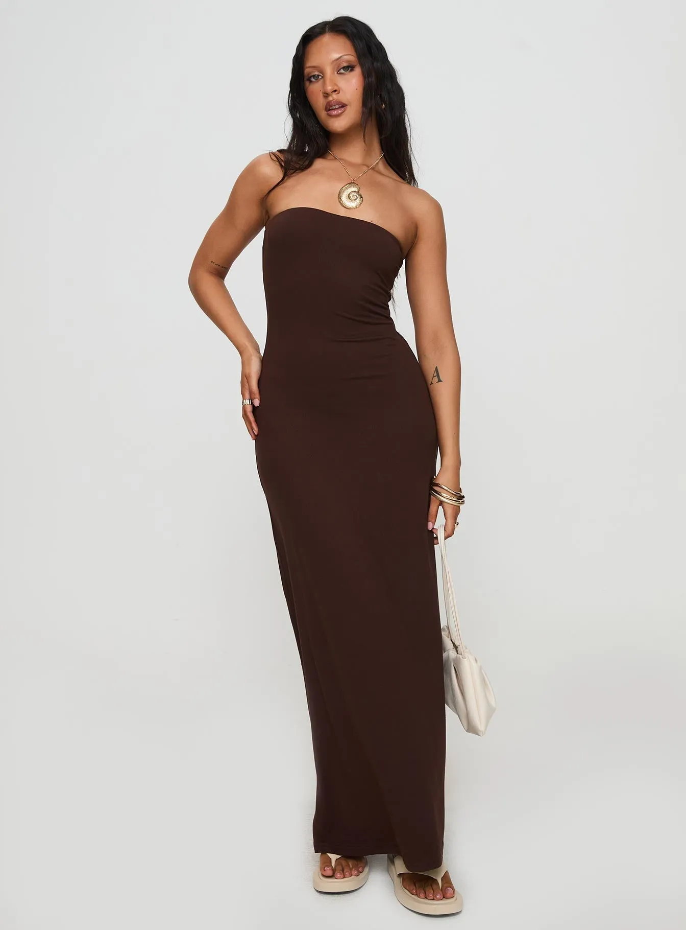 Bellaire Strapless Maxi Dress Brown