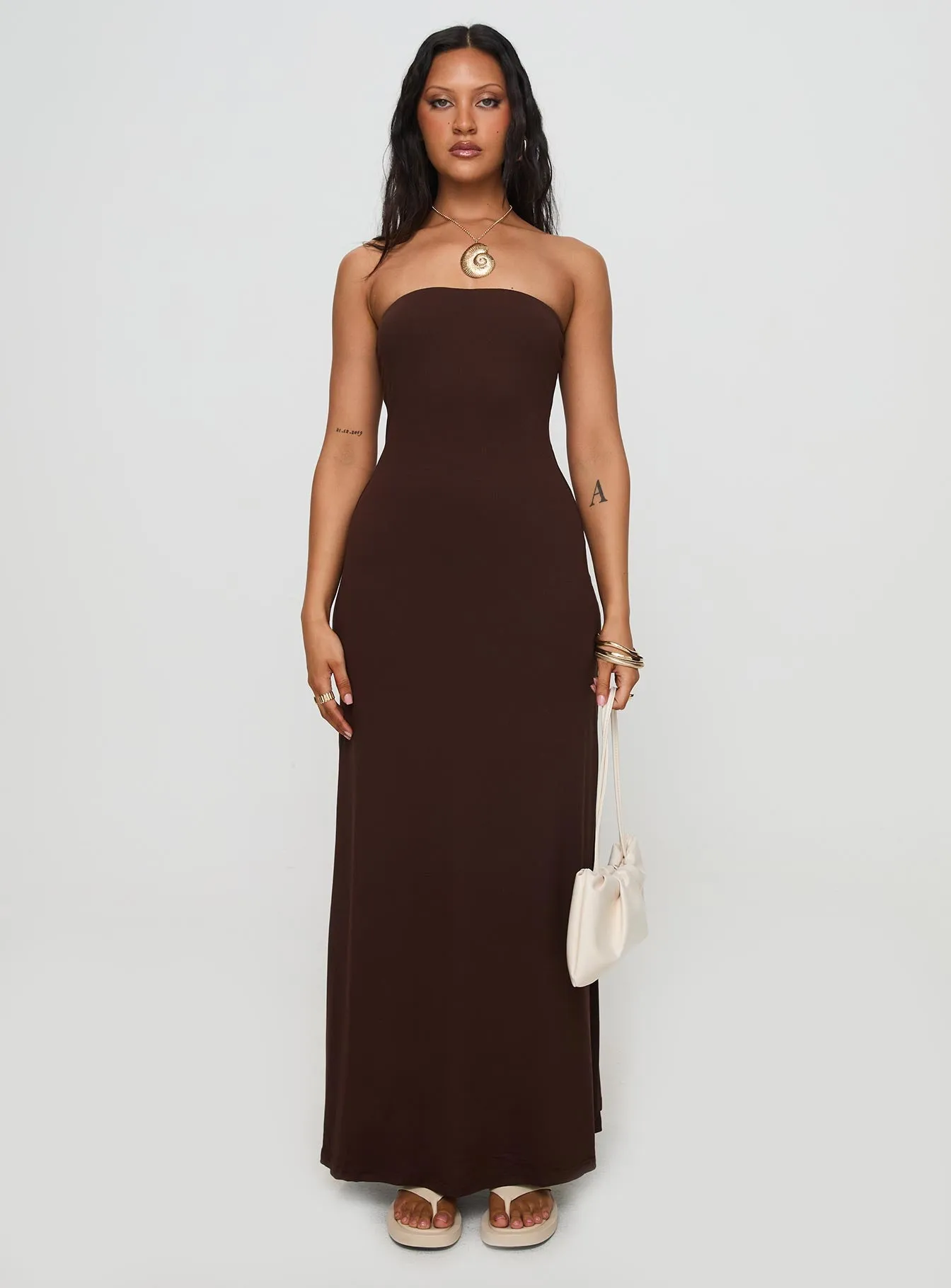 Bellaire Strapless Maxi Dress Brown