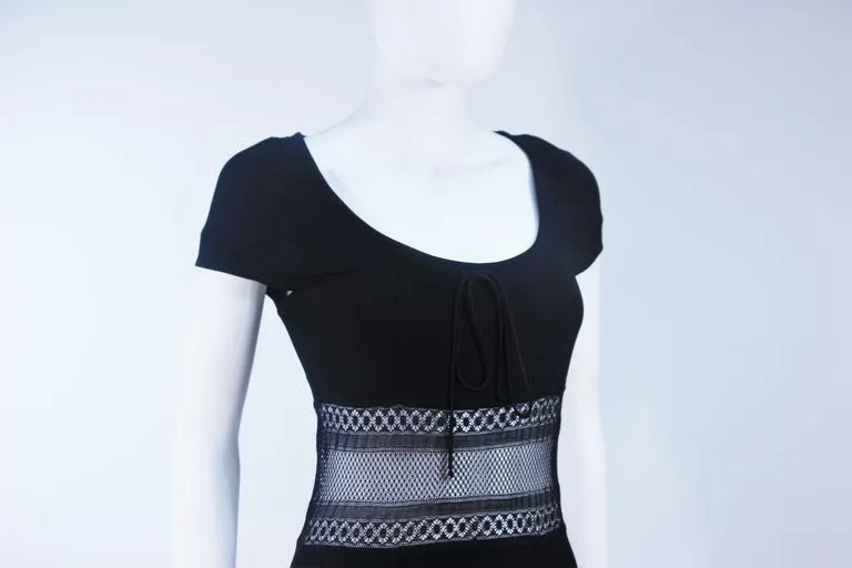 BLUMARINE Black Stretch Jersey with Lace Details Size 42