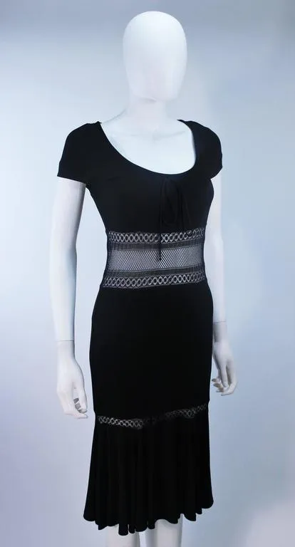 BLUMARINE Black Stretch Jersey with Lace Details Size 42