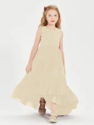 Boho Junior Bridesmaid Dresses Cascading Skirt Champagne