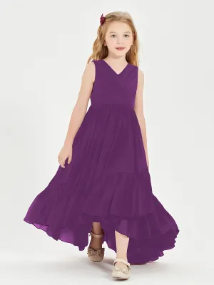 Boho Junior Bridesmaid Dresses Cascading Skirt Grape