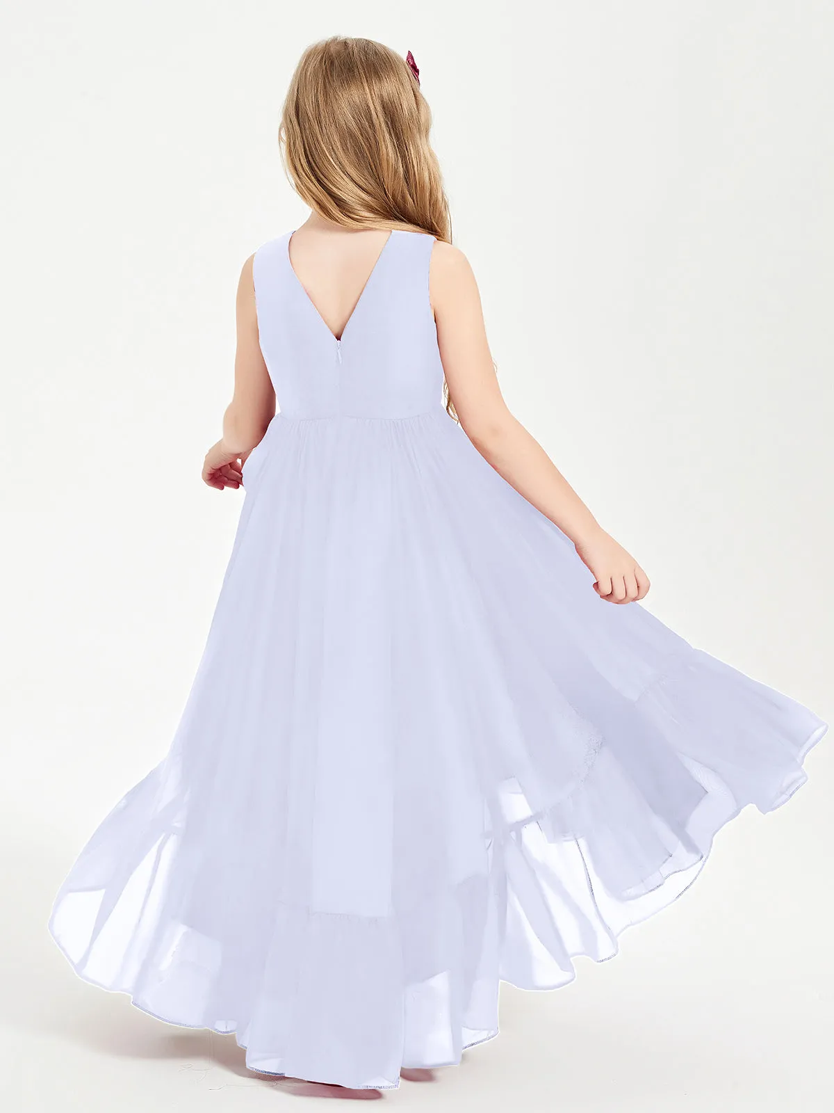 Boho Junior Bridesmaid Dresses Cascading Skirt Lavender