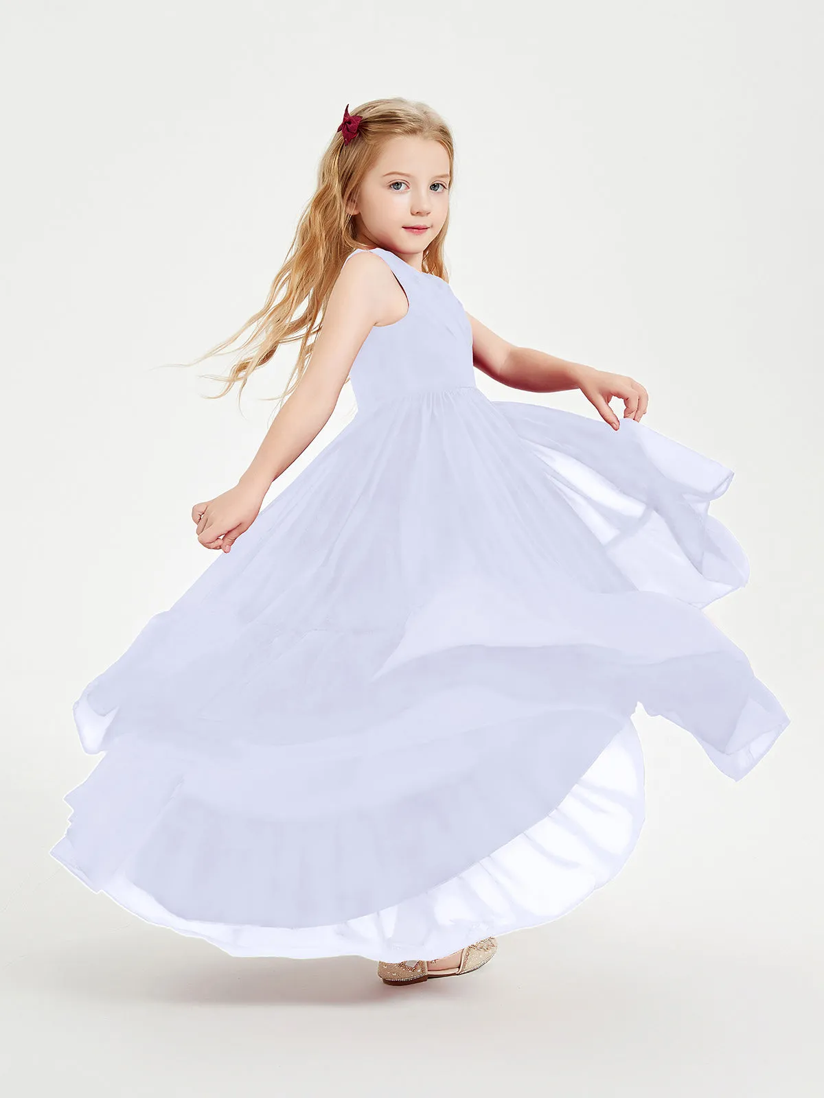 Boho Junior Bridesmaid Dresses Cascading Skirt Lavender