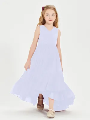 Boho Junior Bridesmaid Dresses Cascading Skirt Lavender