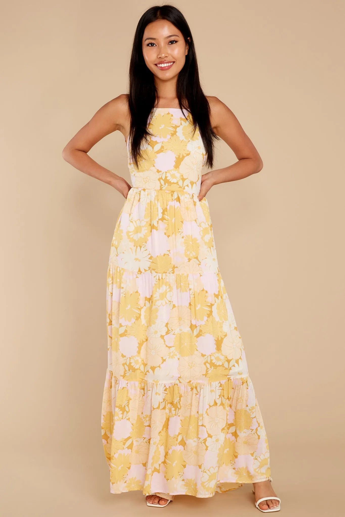 Brianna Yellow Multi Midi Dress