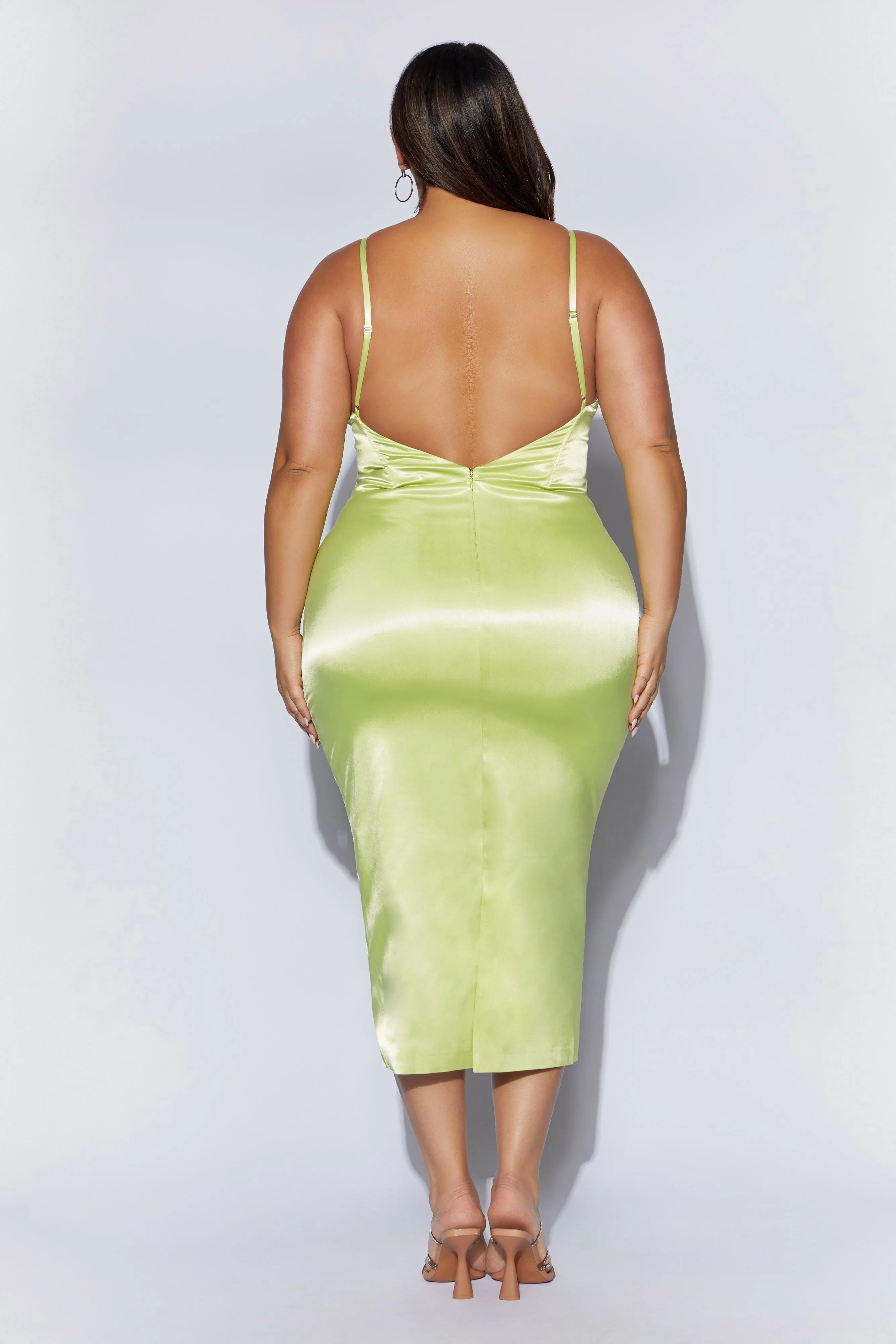 Brie Corset Midi Dress - Pistachio Green