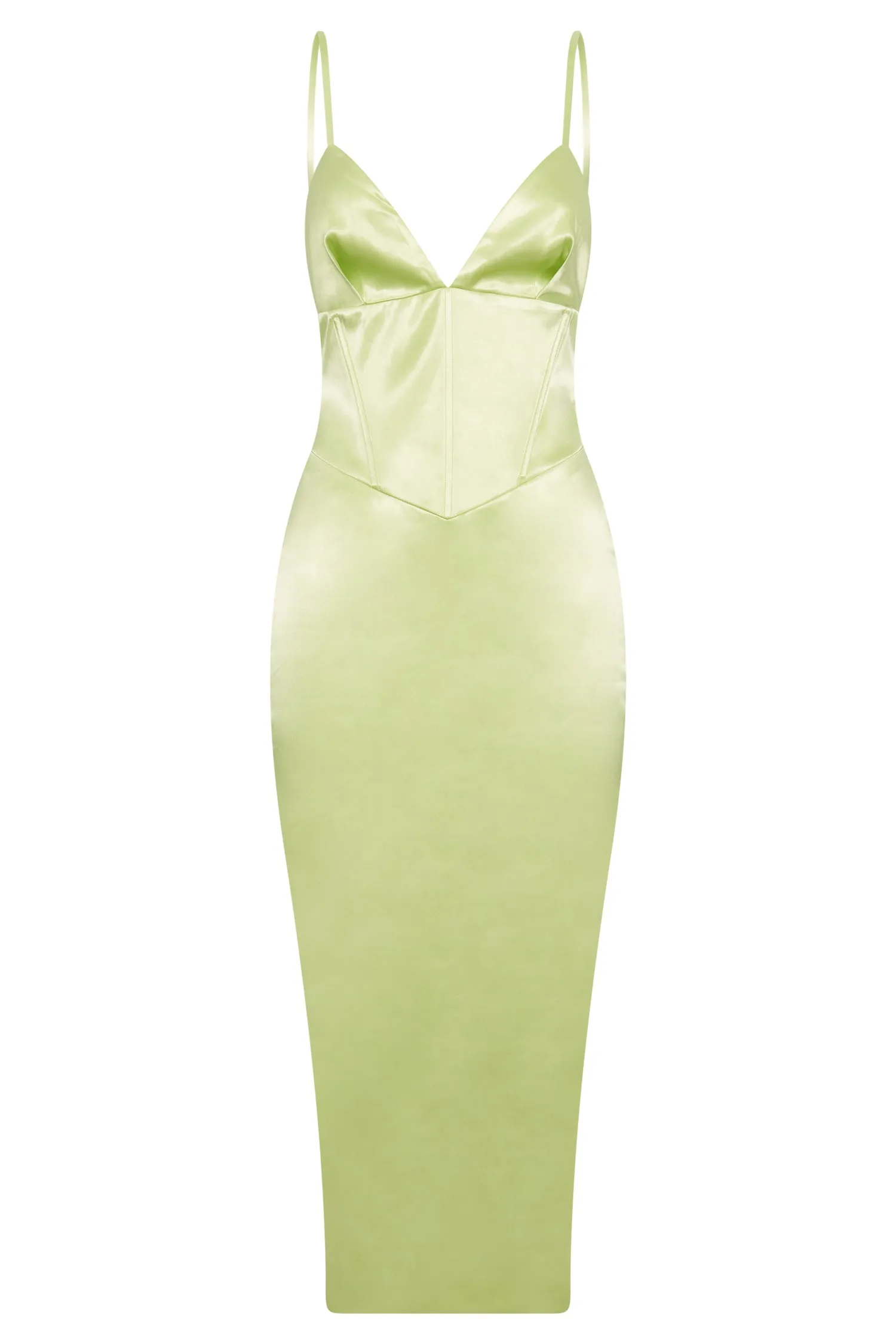 Brie Corset Midi Dress - Pistachio Green