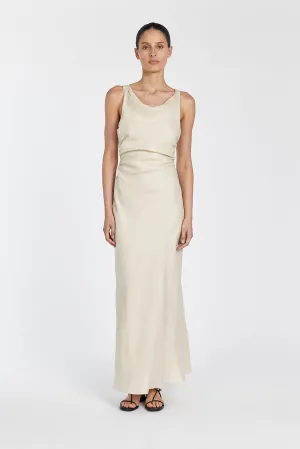 CARLA PUTTY LINEN COWL MAXI DRESS