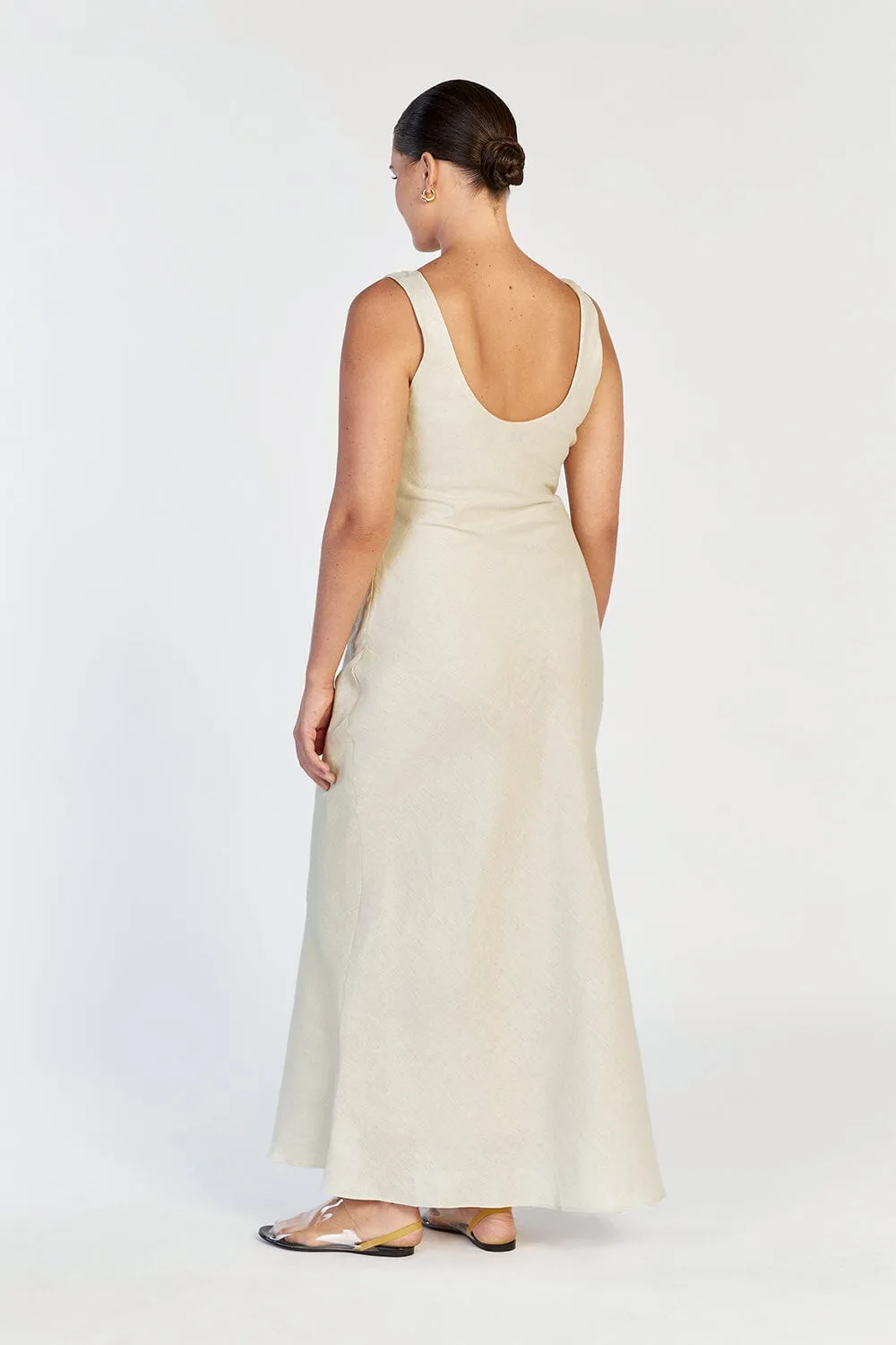 CARLA PUTTY LINEN COWL MAXI DRESS