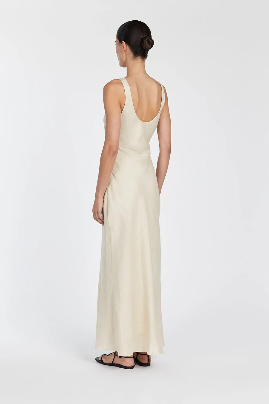 CARLA PUTTY LINEN COWL MAXI DRESS