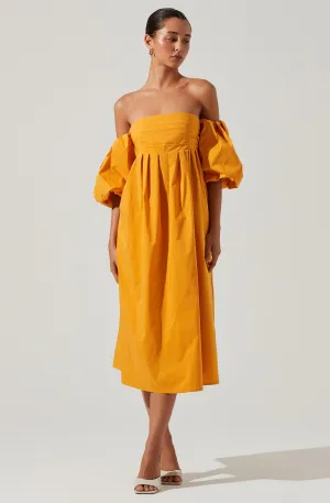 Carlin Off Shoulder Puff Sleeve Midi Dress