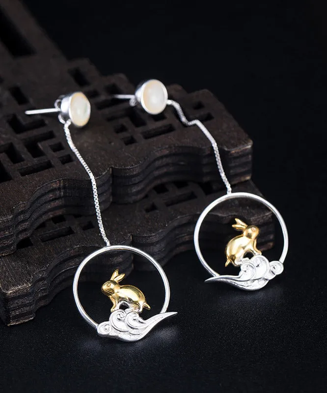 Casual Yellow Sterling Silver xiangyun Rabbit Drop Earrings LY2215