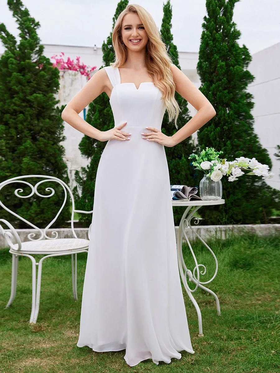 Chic High Waist Square Neck Bridesmaid Dress