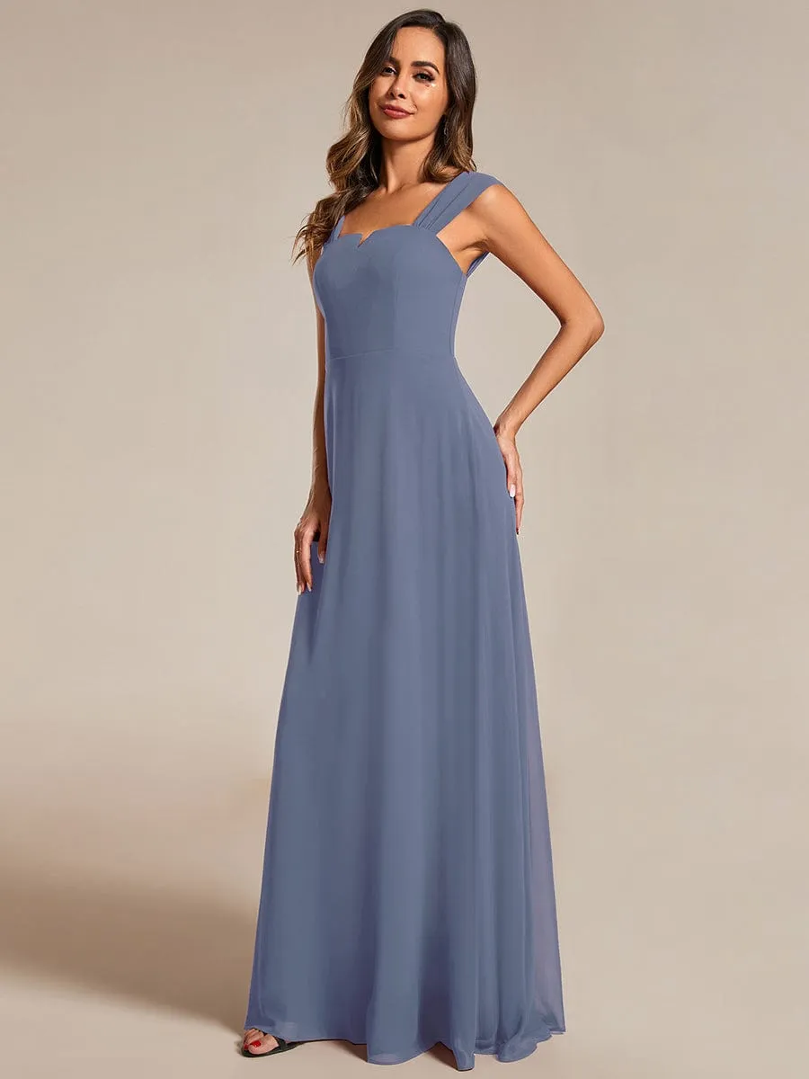 Chic High Waist Square Neck Bridesmaid Dress