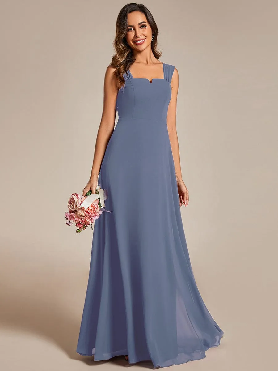 Chic High Waist Square Neck Bridesmaid Dress