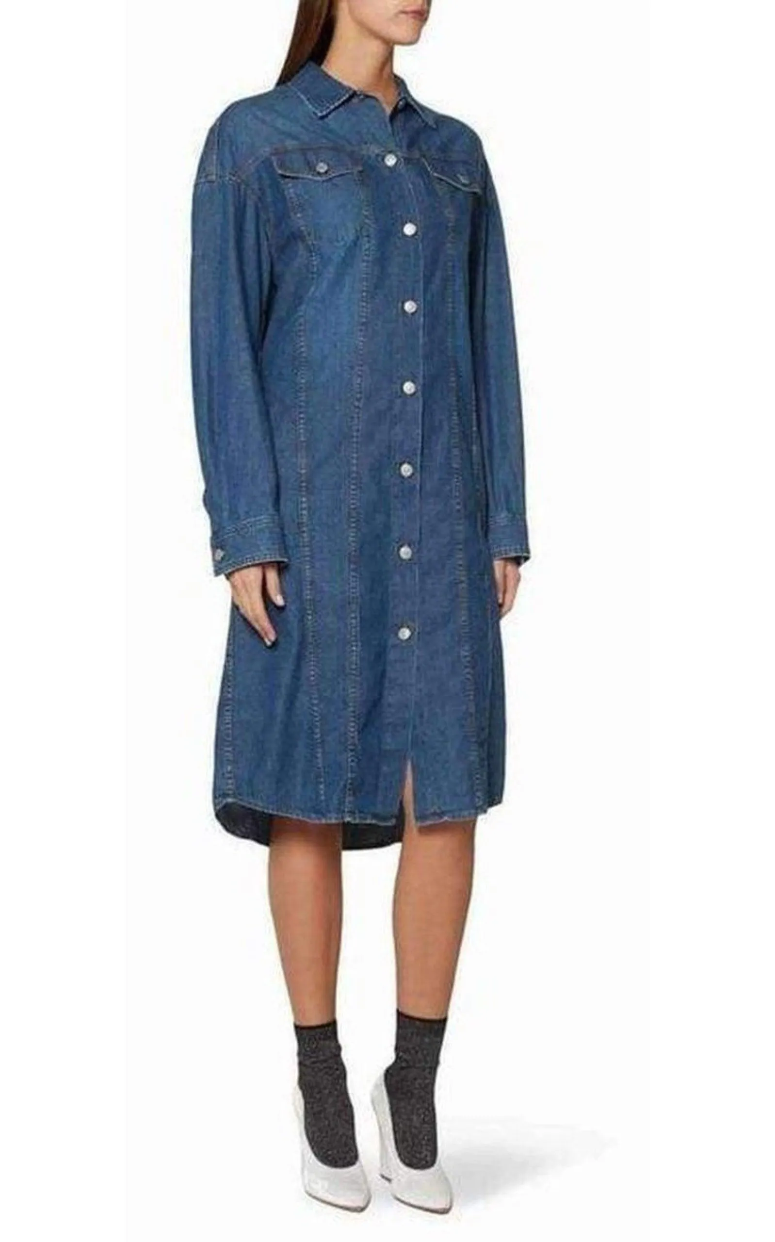 Doralie Blue Denim Shirt Dress