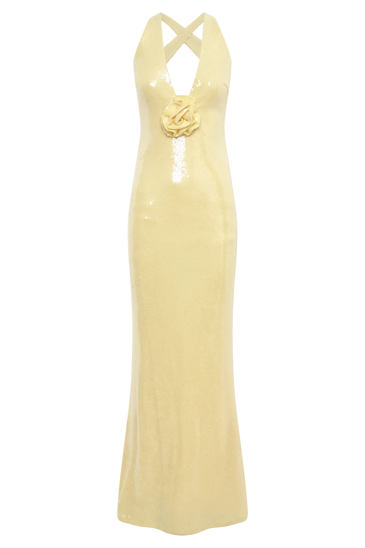 Eliza Rose Sequin Maxi Dress - Lemon