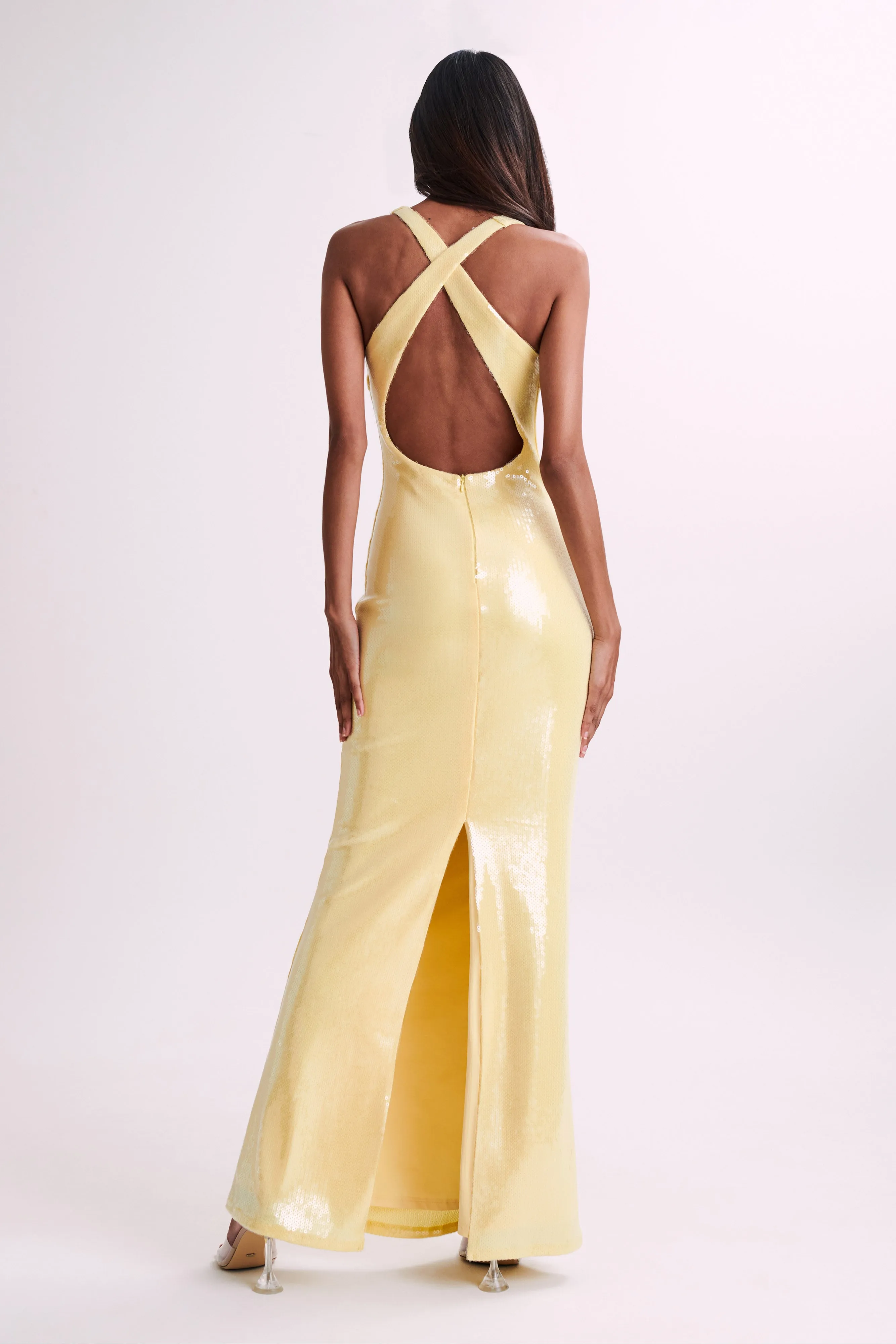 Eliza Rose Sequin Maxi Dress - Lemon